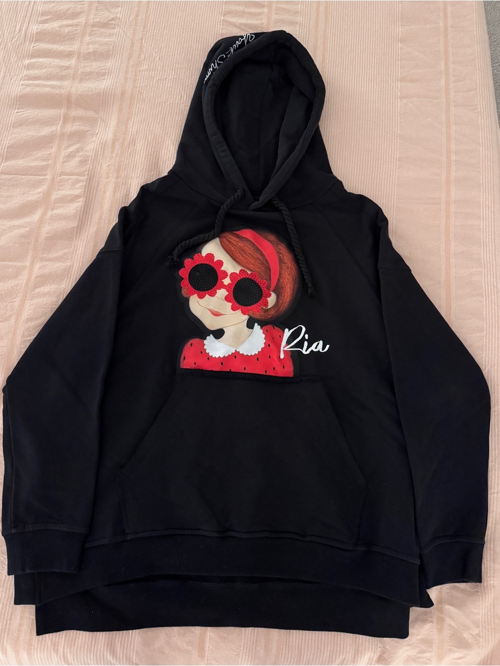 YOUKSHIMWON Hoodie Fleece-Lined Oversized Black Sweatshirt Korean Fashion